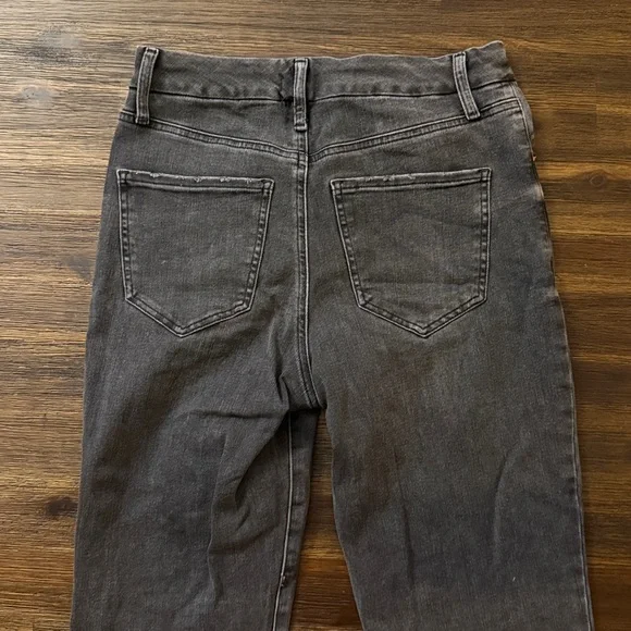 Express Black Straight Ankle High Rise Ultra Hyper Stretch Jeans Medium Long - Picture 8 of 9